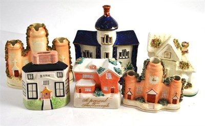 Lot 236 - Six assorted Staffordshire cottages etc