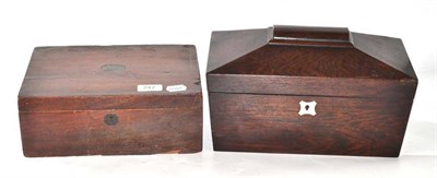 Lot 247 - 19th century rosewood teacaddy and a mahogany box (2)