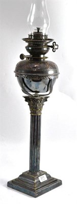 Lot 271 - Victorian plated Corinthian column oil lamp