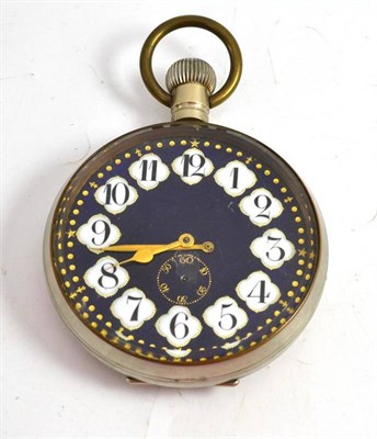 Lot 281 - A nickel plated Goliath travelling watch with enamel dial