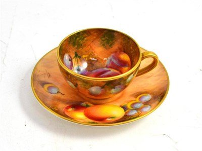 Lot 304 - Worcester fruit study cabinet cup and saucer