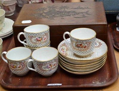 Lot 313 - 19th century English porcelain cups and saucers and a mahogany box