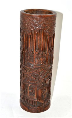 Lot 320 - A Chinese carved bamboo section vase