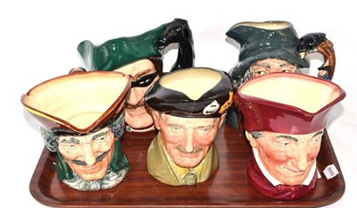 Lot 389 - Five large Royal Doulton character jugs Rip Van Winkle, The Cardinal, Monty, Dick Turpin and...