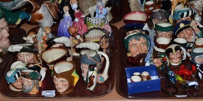 Lot 392 - Two trays of mostly Royal Doulton character jugs and assorted Beswick and Hummel figures...