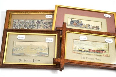 Lot 394 - Four stevengraphs, Wellington and Blucher, The Good Old Days, The Present Time and The Crystal...