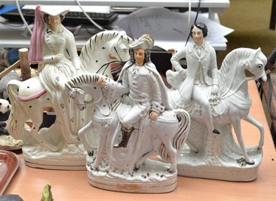 Lot 404 - Three Staffordshire figures on horseback including Prince of Wales and Duchess