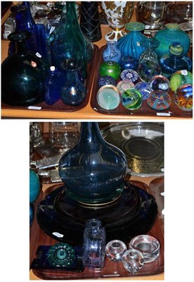 Lot 409 - Three trays of modern glass including Mdina, Danish, assorted paperweights including John...