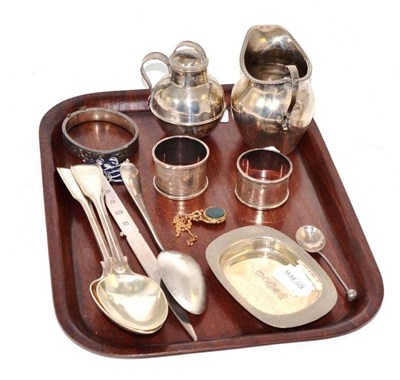 Lot 464 - A collection of assorted silver including a cream jug, letter knife, pair of spoons, etc