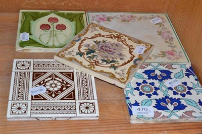 Lot 470 - Five tiles including Minton examples