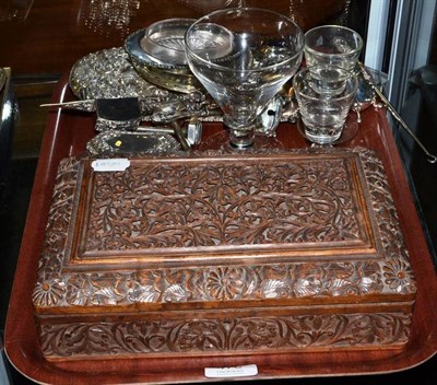 Lot 476 - A tray including a quantity of assorted small silver and plate including knife rests, hand...