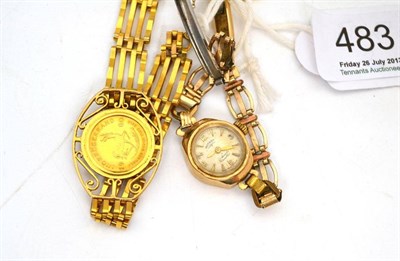 Lot 483 - Rotary wristwatch and a 9ct gold bracelet set with 1/10 Krugerrand