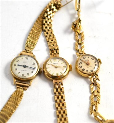 Lot 13 - Three lady's 9ct gold cased pocket watches