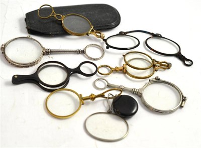 Lot 25 - Eight various lorgnettes and quizzing glasses