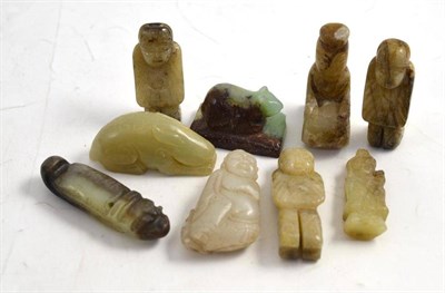 Lot 33 - Nine carved hardstone figures