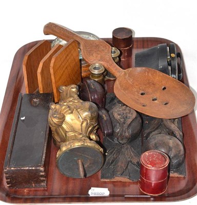 Lot 60 - Collectables including two pairs of opera glasses, dominoes, boxed Isle of Man medicine...