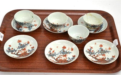 Lot 66 - Six late 18th century English Liverpool porcelain tea bowls decorated with blossoming trees,...