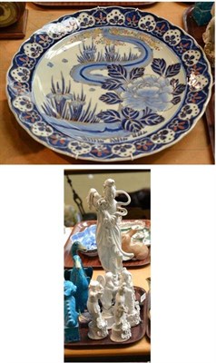 Lot 80 - A Japanese charger decorated in under glaze blue and highlighted in gilt and a collection of...