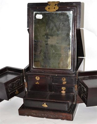 Lot 88 - 19th century Anglo-Chinese carved hardwood travelling dressing chest