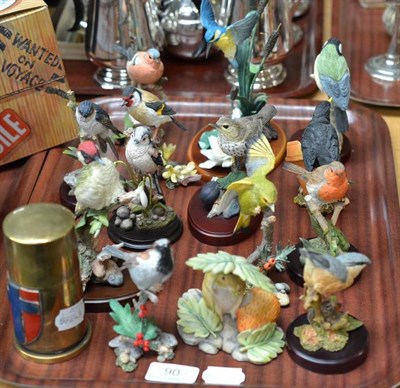 Lot 90 - A black slate striking clock, trench art lighter, Border Fine Art kingfisher group and a...