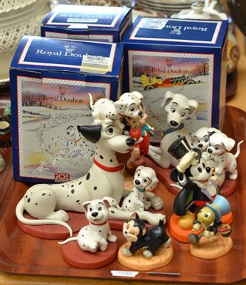 Lot 92 - Three boxed Royal Doulton 101 Dalmatians figures, four Walt Disney 101 Dalmatian figures etc