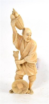 Lot 106 - Japanese carved ivory figure, signed