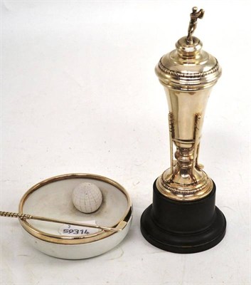 Lot 107 - A silver golfing trophy and a silver mounted ashtray