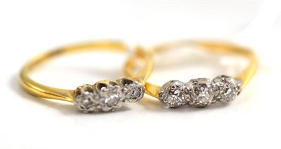 Lot 160 - Two diamond three stone rings