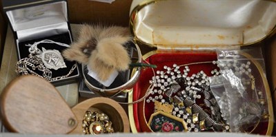 Lot 163 - A silver bangle, silver fob medal and costume jewellery