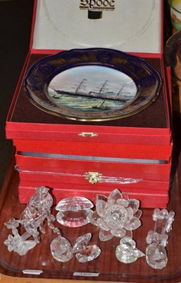 Lot 182 - A collection of Swarovski crystal ornaments, Spode collector's plates etc