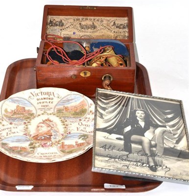 Lot 187 - An electric shock machine, Victoria Diamond Jubilee 1897 plate (a.f.) and a framed photographic...