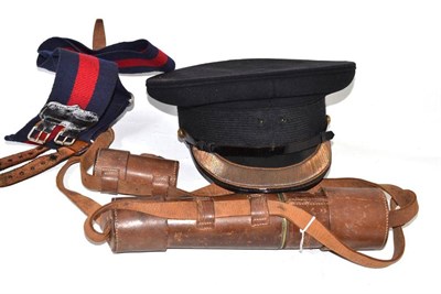 Lot 191 - Guard's hat and sash in Herbert Johnson box and cased telescope