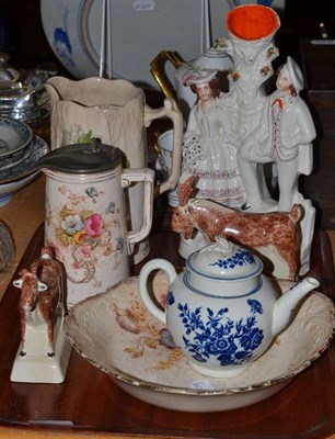 Lot 213 - A part Tuscan tea set, a quantity of ceramics including Fieldings jug, bowl, Worcester teapot,...