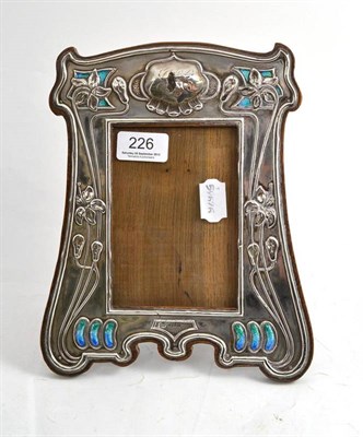 Lot 226 - Art Nouveau silver and enamel photo frame