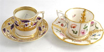 Lot 227 - Derby coffee cup and saucer and a Davenport coffee cup and saucer