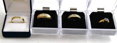 Lot 241 - Two 9ct gold diamond set rings and two dress rings