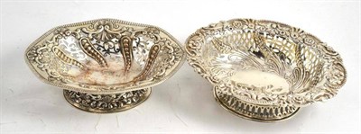 Lot 260 - Silver pierced basket and another