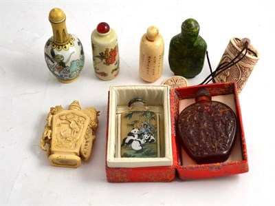 Lot 264 - Seven snuff bottles and an inro