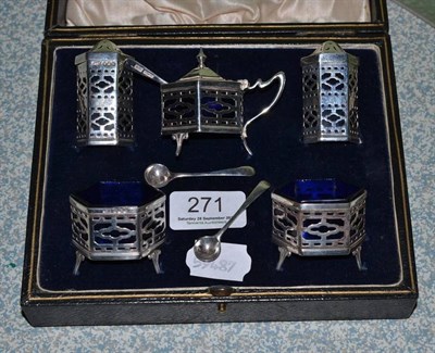 Lot 271 - Silver five piece condiment set