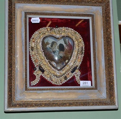 Lot 281 - Framed Valentine heart with shells