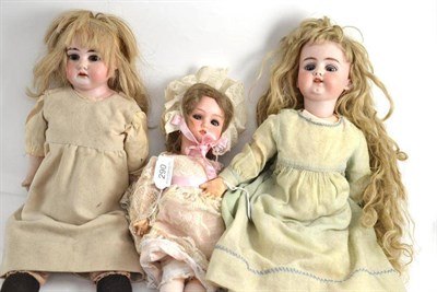 Lot 290 - Bisque socket head doll, 'SH 1079' with sleeping blue eyes, pierced ears, open mouth, blond wig, on