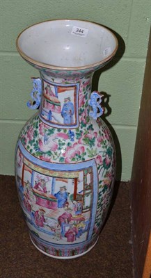 Lot 344 - Cantonese famille rose vase (damage to neck)