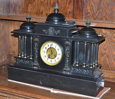 Lot 363 - Victorian black slate mantel clock