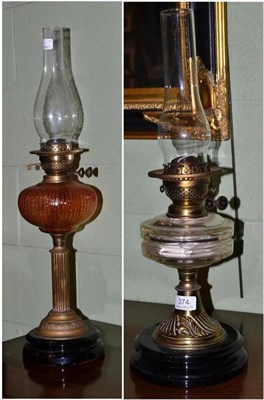 Lot 374 - Two oil lamps