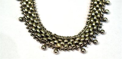 Lot 382 - A Victorian white metal necklace with bead details