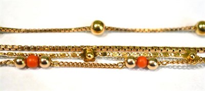 Lot 387 - A coral set four strand bracelet