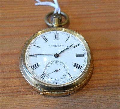 Lot 401 - An open faced pocket watch signed S Thomson & Co, London