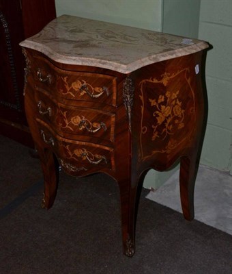 Lot 432 - A Louis XV style marquetry commode with marble top