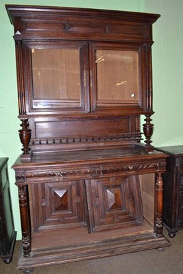 Lot 454 - 19th century French oak bookcase on cupboard base