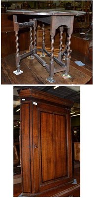 Lot 460 - Oak gateleg table and an oak corner cabinet